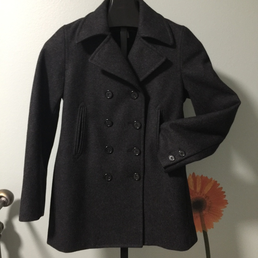 J Crew Double Breast Peacoat XS Dark Gray